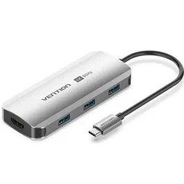 Vention TQDHB Hub USB Tipo-C con HDMI 4K, 3 USB y Puerto PD Gris